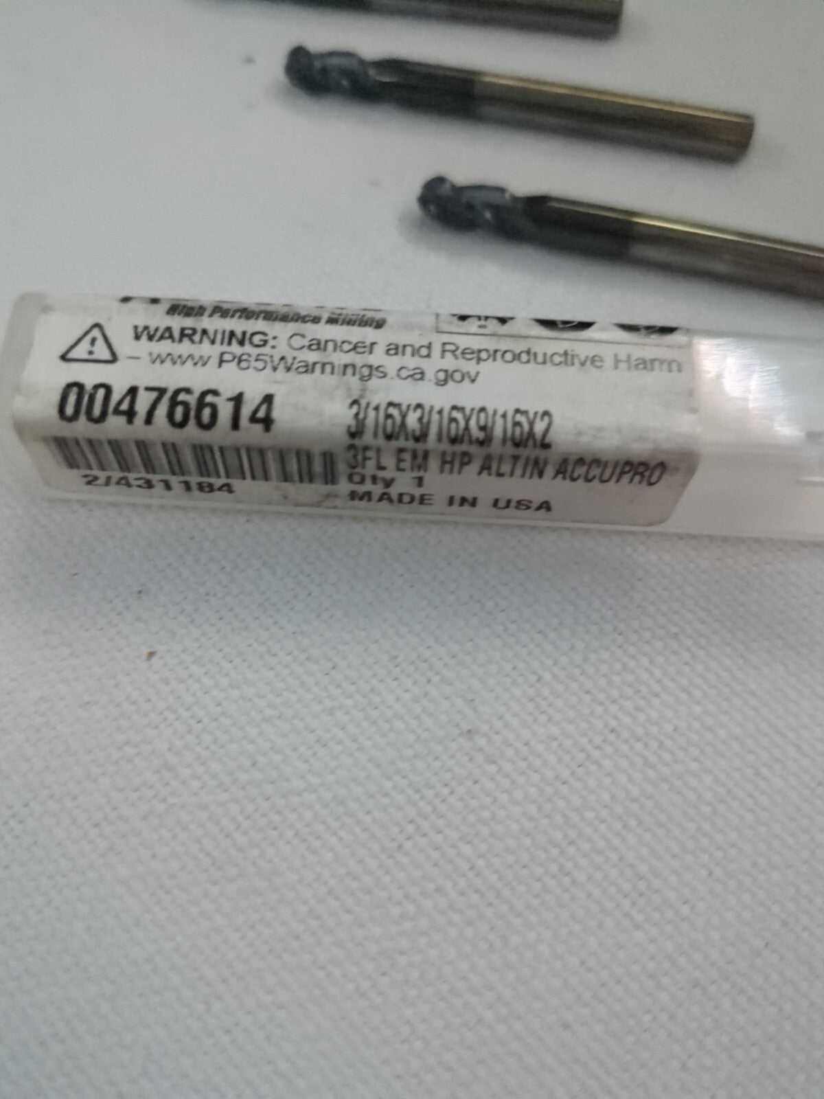 ACCUPRO 3 Corner Radius End Mills: 3/16" Dia, 9/16" LOC, 3 Fl 12179664