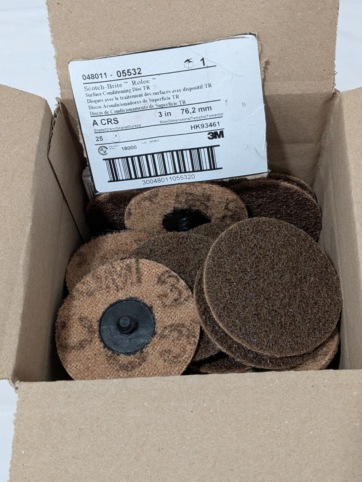 3M Quick-Change Disc Roloc TR 3" Dia Alum. Oxide Non-Woven Qty 25 048011-05532