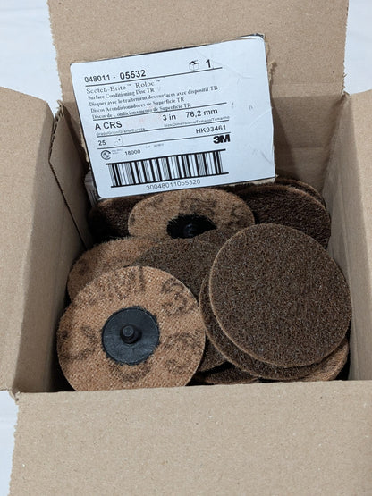 3M Quick-Change Disc Roloc TR 3" Dia Alum. Oxide Non-Woven Qty 25 048011-05532