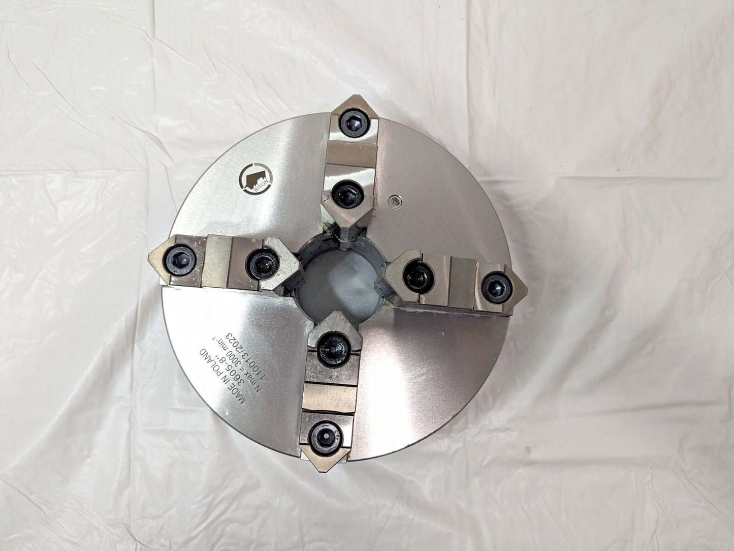 Bison 4 Jaw Self Centering Manual Chuck 8" Diam Plain Back 3605-8" 7-840-0800