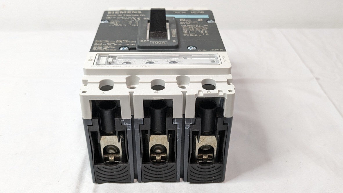 Siemens HDK3R100L VL Series 100A Circuit Breaker 3 Pole 600V ETU5-LI W/Trip Lugs