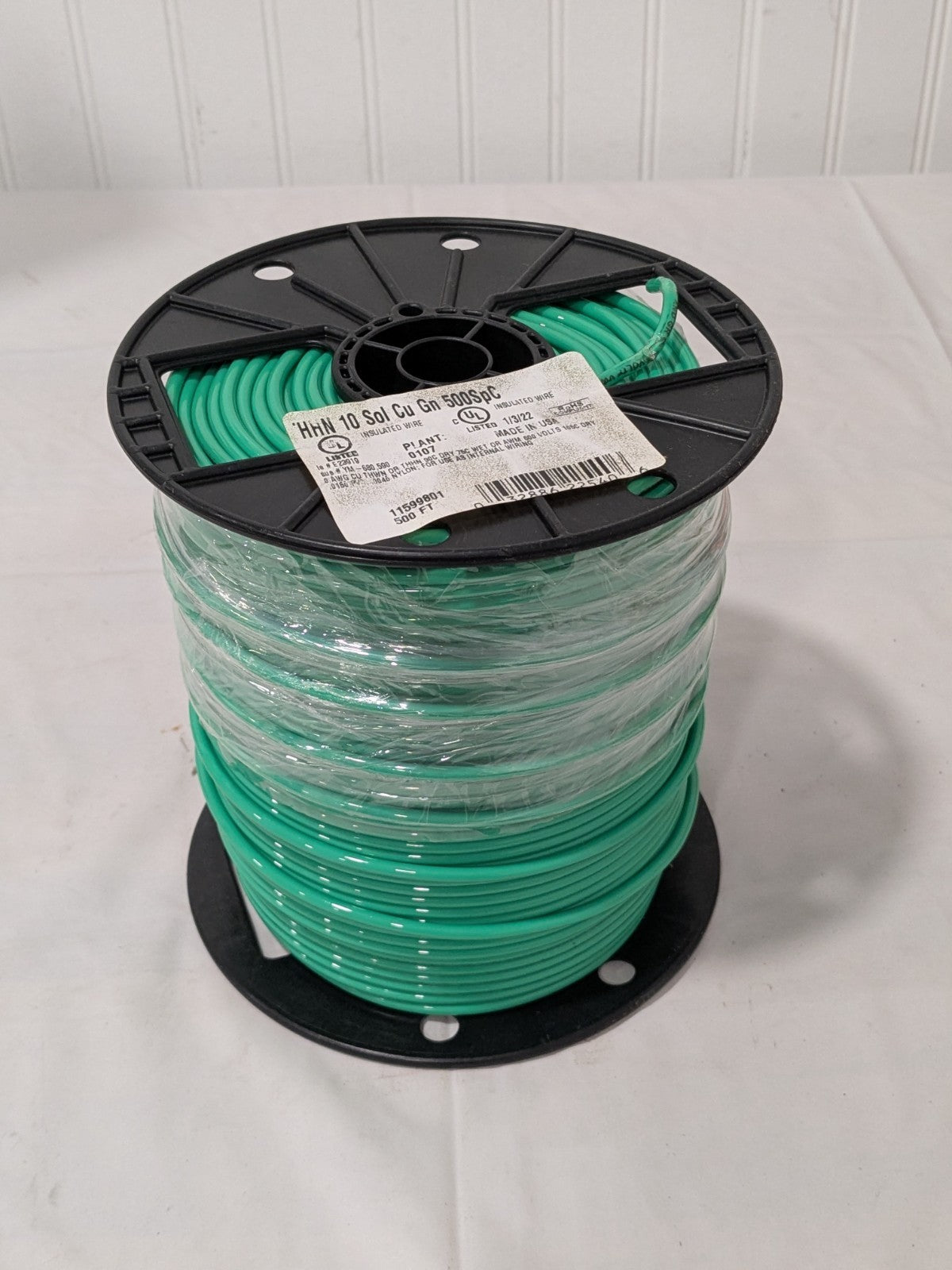 Southwire Building Wire: THHN, 10.000 AWG, Nylon, Solid Core, 500' L 115998