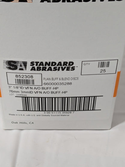 Standard Abrasives 3" X 1/8" Buff&amp;Blend HP Disc Box of 25 852308