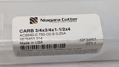 Niagara Cutter Carbide Square End Mill 3/4"Dia ACS540-0.750-D2-S.0-z5aA 101