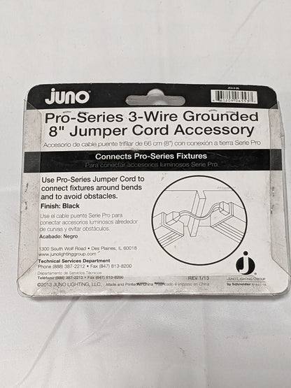 Juno 8" Jumper Cord, 3-Wire, Black Finish JC3-8-BL