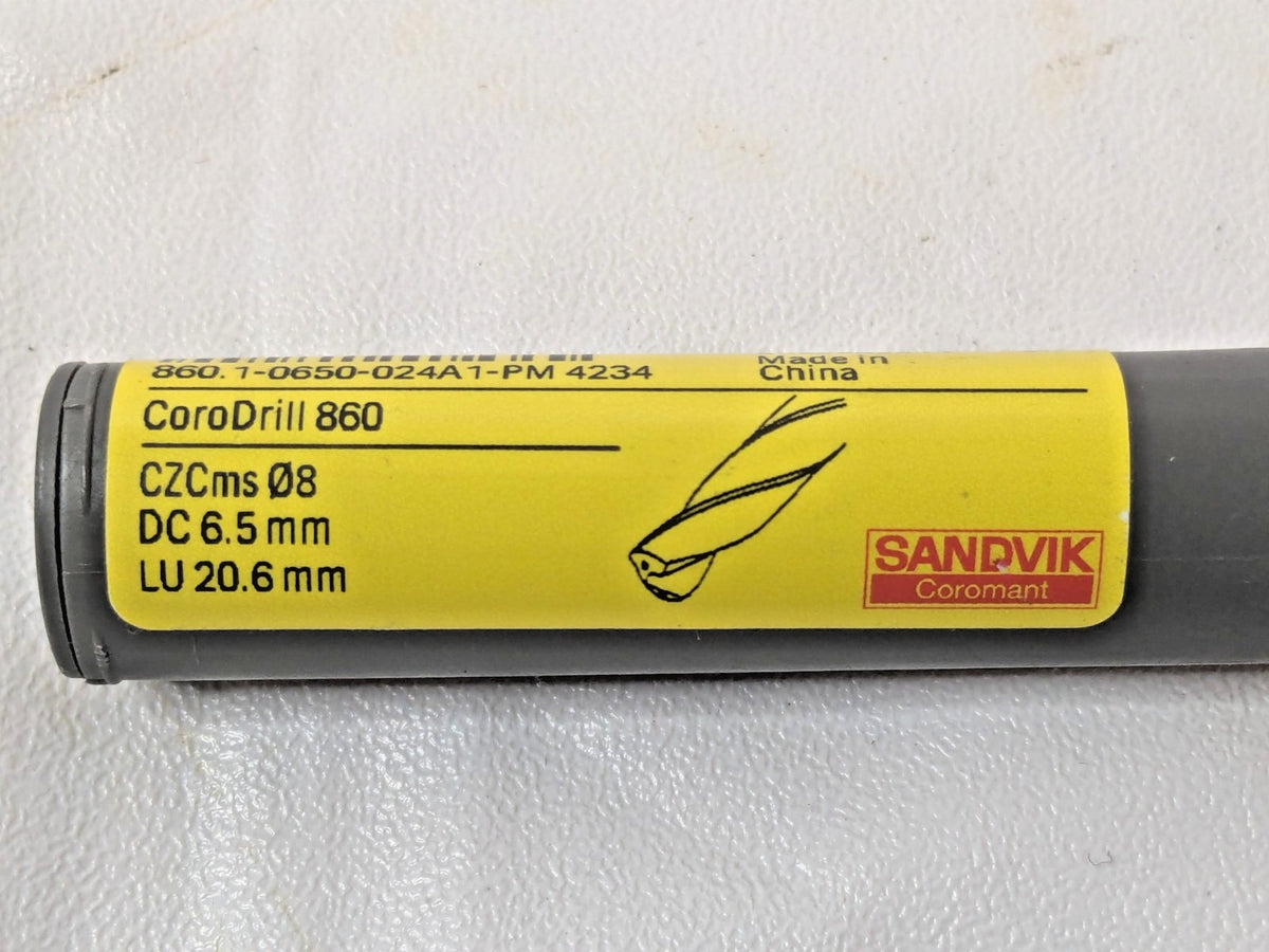 Sandvik Coromant CoroDrill 860 Carbide Drill 860.1-0650-024A1-PM 4234 6040129