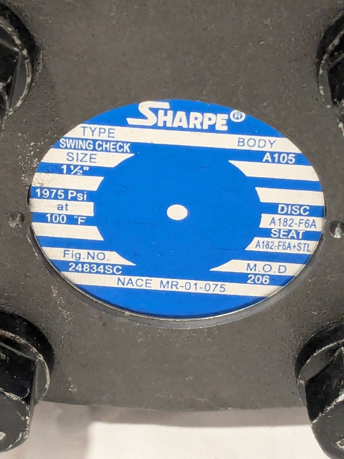 Sharpe Check Valve: Single Flow, Inline Swing, Steel 1.5", 1975 psi 4371001