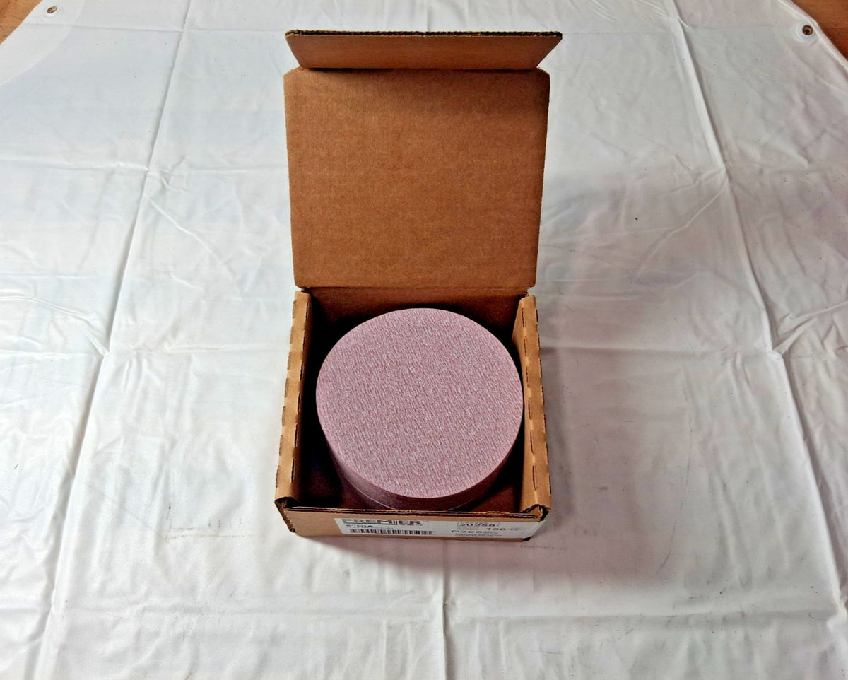 Premier Red Aluminum Oxide Dri-Lube Paper Discs 5" Dia 320 Grit 100PK 05539