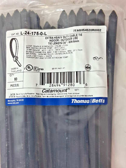 Thomas &amp; Betts Black Nylon Standard Cable Ties QTY50 24" Long L-24-175-