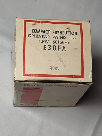 Cutler Hammer Compact Pushbutton Switch Operator w/Ind Lights 120V 60/50Hz E30FA