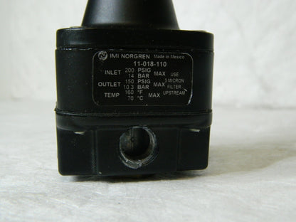 Norgren 1/4 NPT 3 - 150 psi Precision Constant Bleed Zinc Regulator 11-018-110