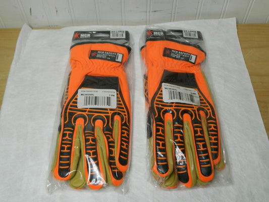 MCR SAFETY Goatskin Cut Resist. Glove 2XL Cut A5 Abrasion 4 Qty 2 Pairs MC503XXL