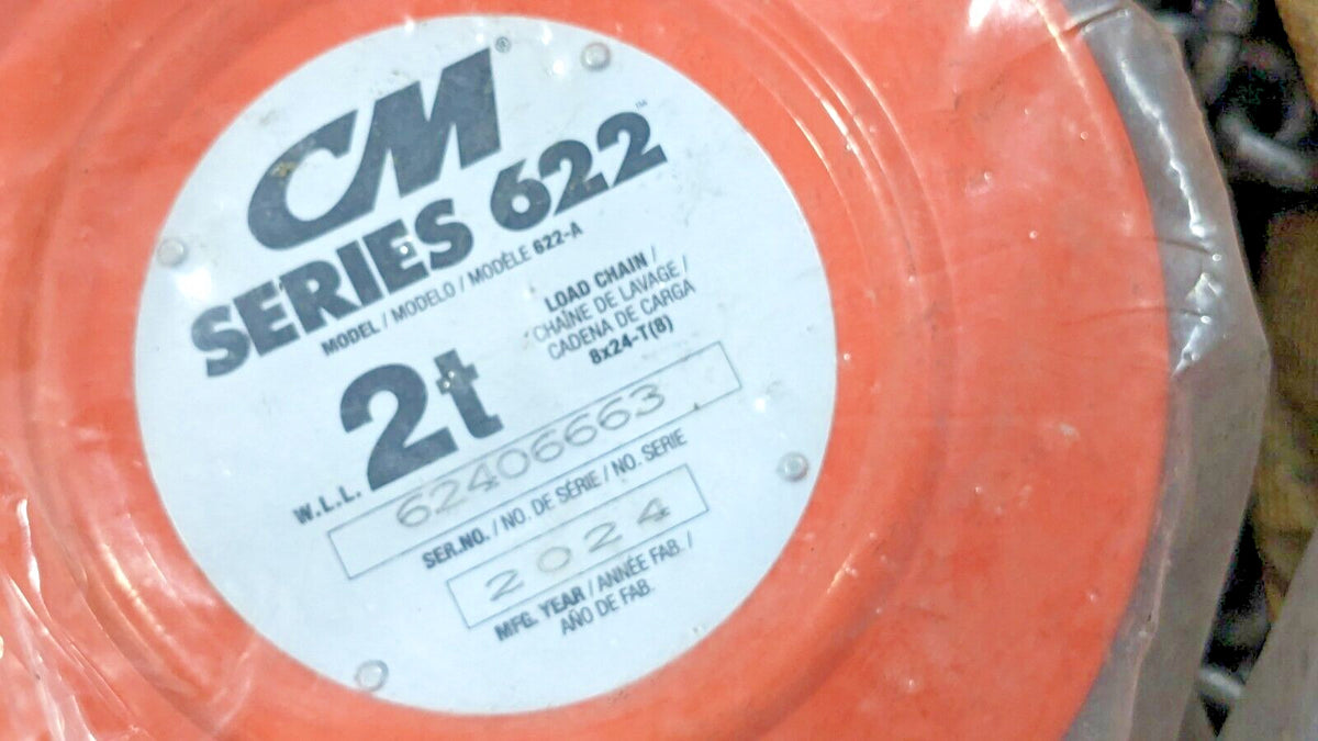 CM Series 622 Hand Chain Hoist 2 Ton Capacity X 20 Ft Lift 2233A