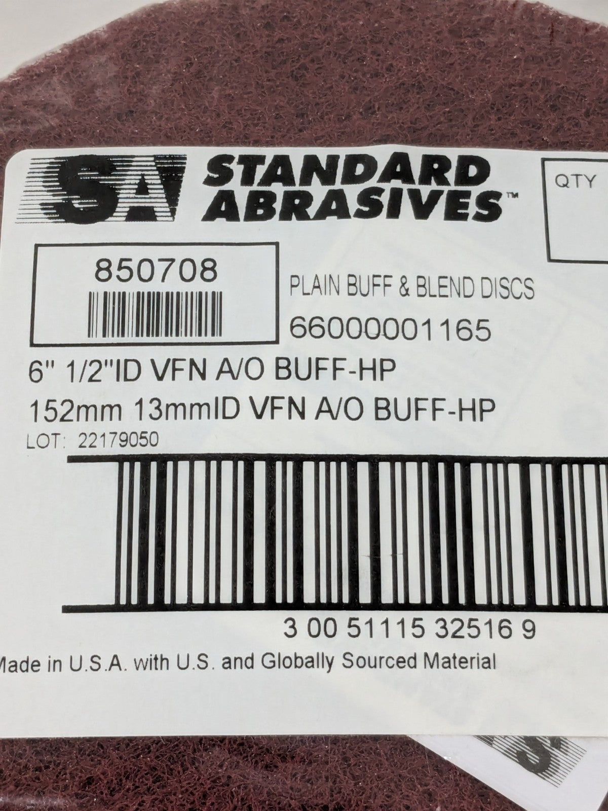 SA Deburring Disc: 6" Dia, 1/2" Hole, Very Fine Grade Qty 10 7000046748