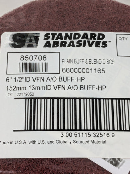 SA Deburring Disc: 6" Dia, 1/2" Hole, Very Fine Grade Qty 10 7000046748