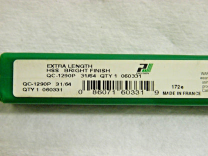 Precision Twist Drill HSS Taper Length Drill Bit 31/64" Series QC1290P 0603