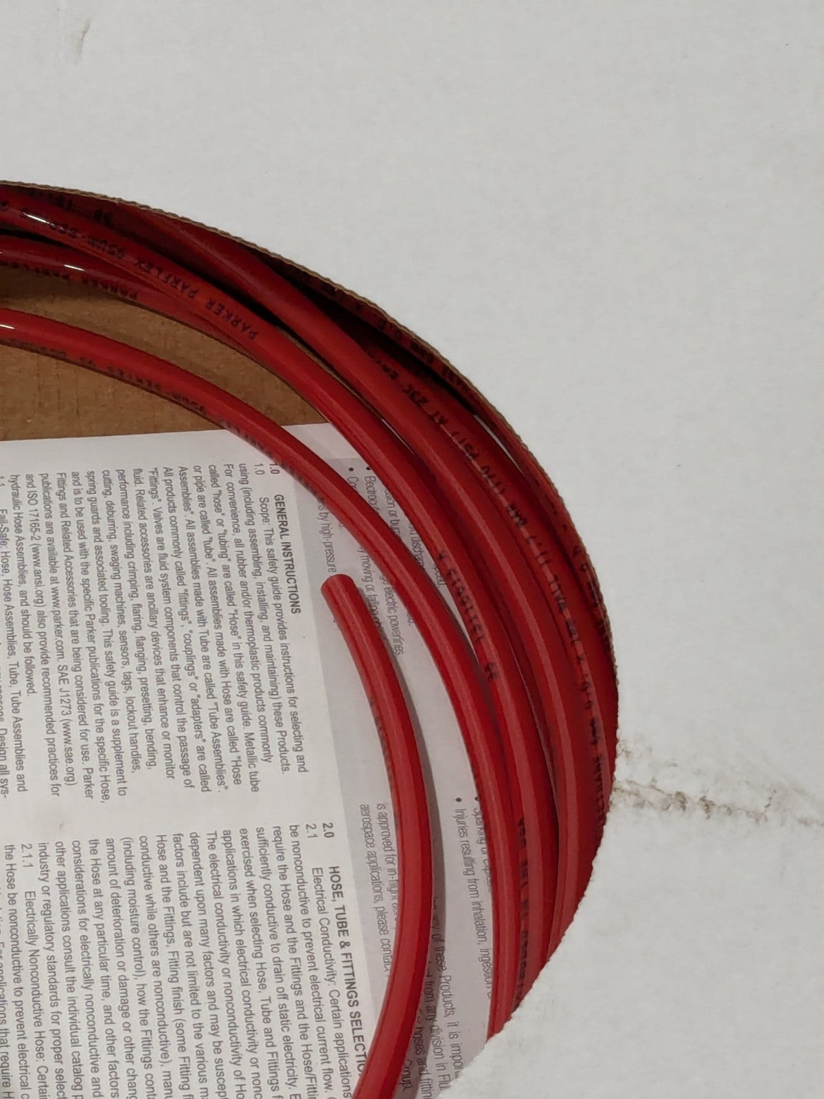 Parker Polyurethane Tube: 100' Long, Red 95UM-6X1-RED-0100