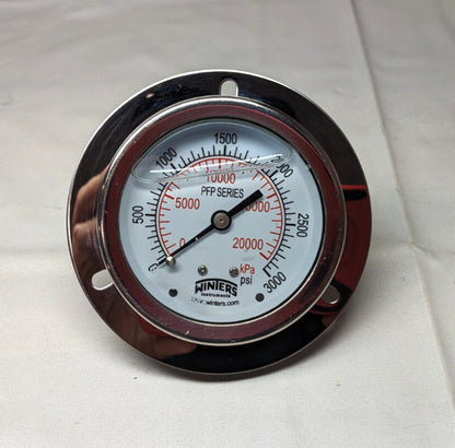 WINTERS Liquid Filled Pressure Gauge  0 to 3000 psi  1/4"NPT   PFP931-25FF-SG