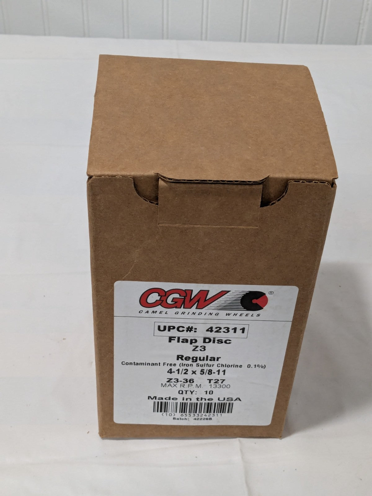 CGW Flap Disc: 4-1/2" Dia, 36 Grit, Zirconia Alumina, Type 27 Box of 10 42311