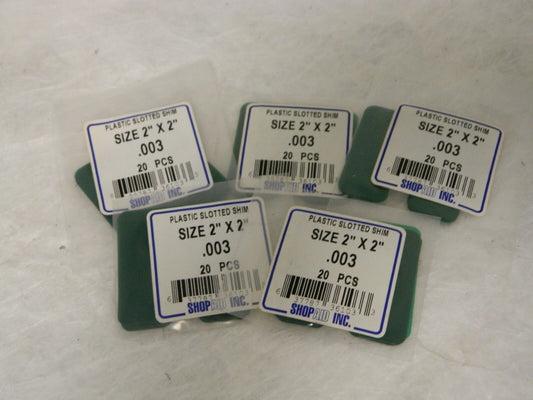 ShopAid 2" Wide x 2" Long Plastic Slotted Shim Green Qty 100 32025892