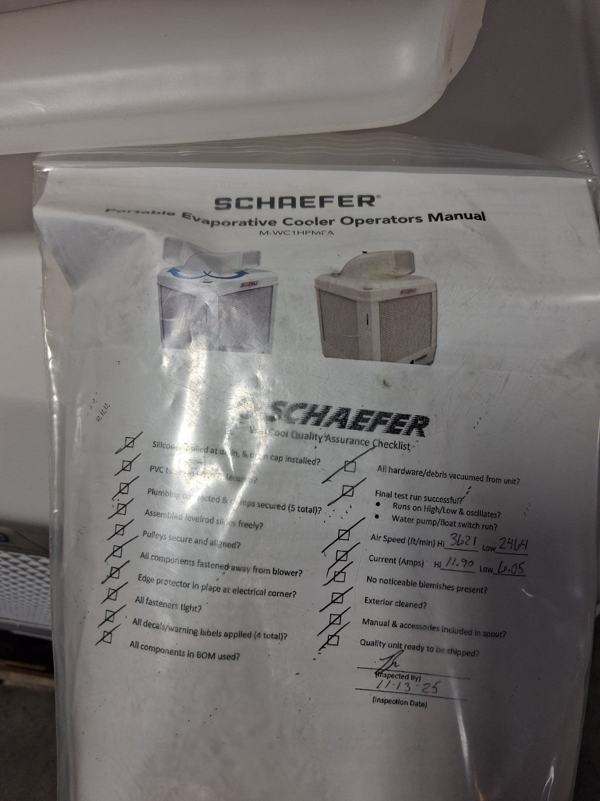 Schaefer Ventilation Equipment Evaporative Cooler 24 gal 1 hp WC-1HPMFAOSC