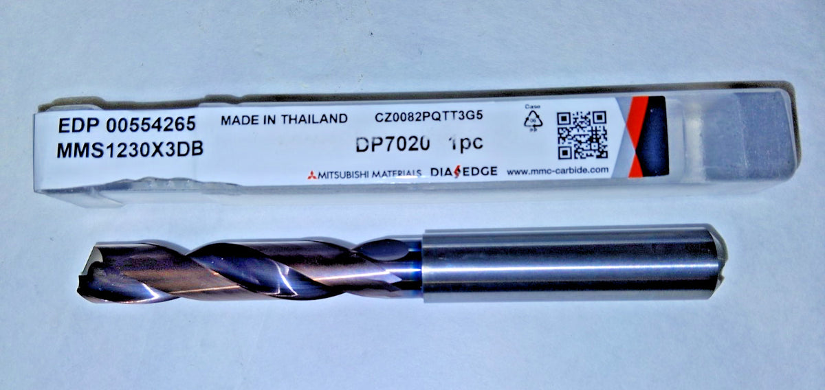 Mitsubishi Extra Length Drill Bit MMS1230X3DB Carbide Coolant Through 554265