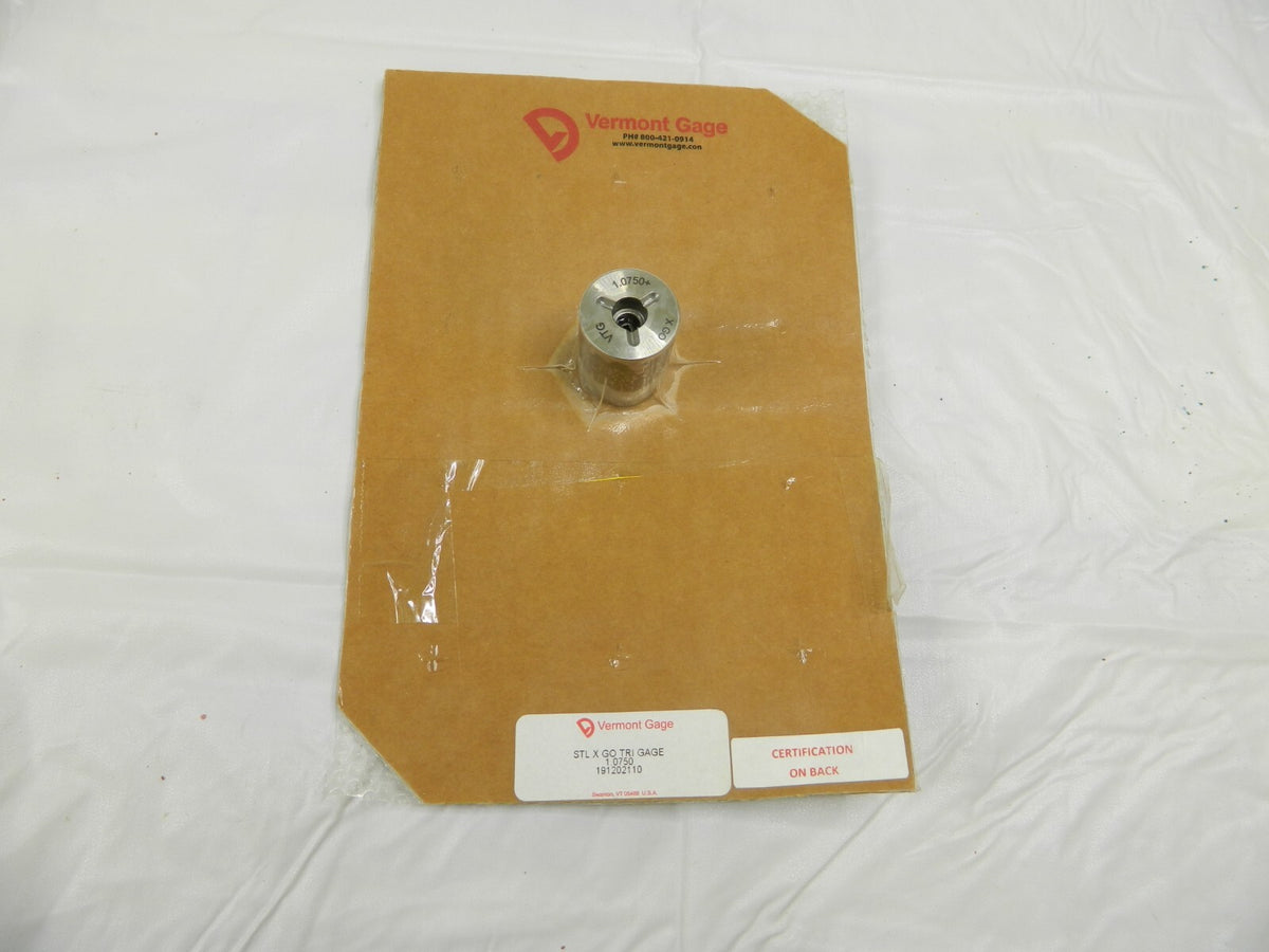 Vermont Gage Class X Plus Steel Pin Gage Go 1.0750 Plus Tolerance 191202110