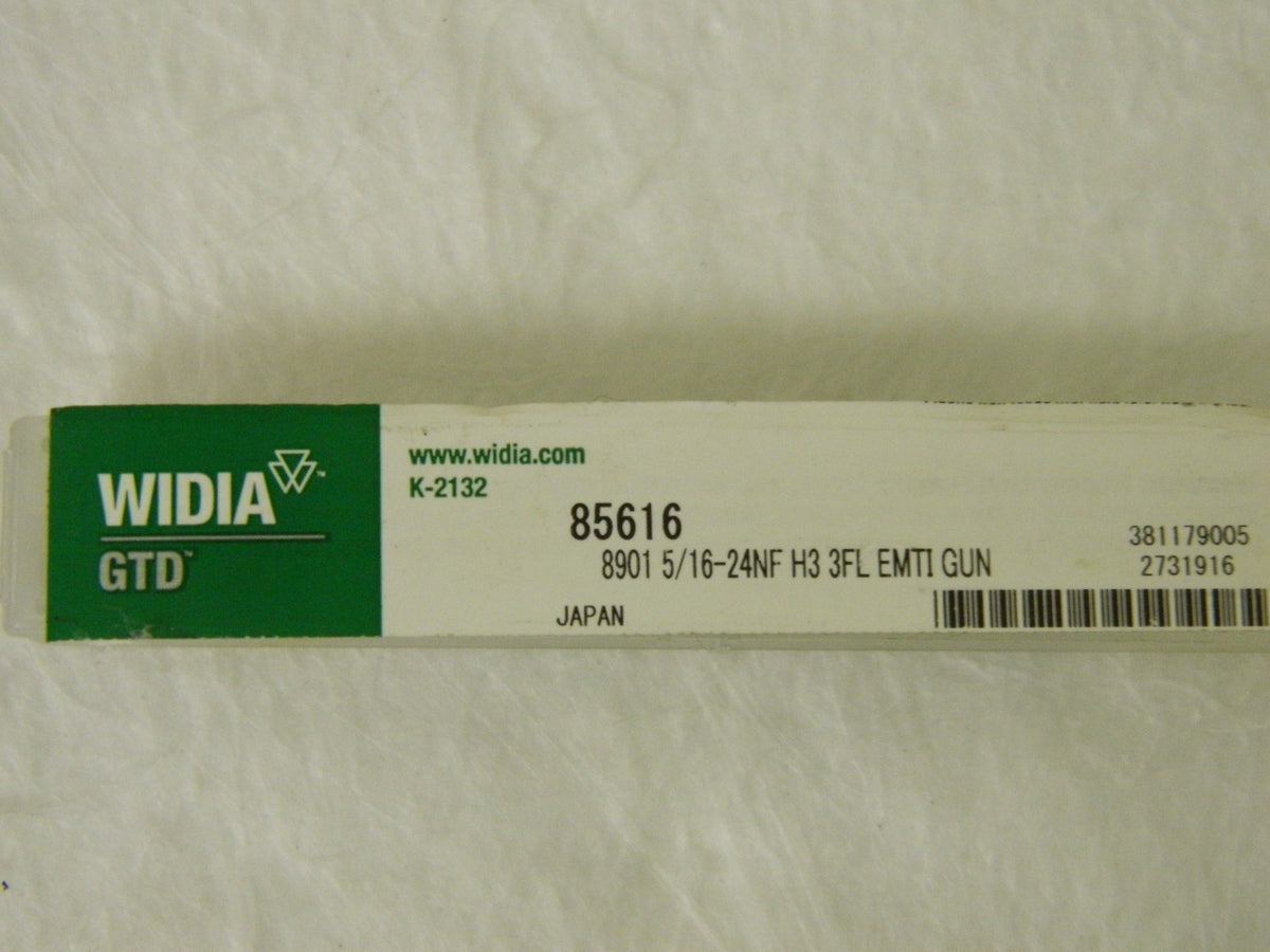 Widia GTD  5/16" - 24 H3 3 Flute Hss Spiral Flute Plug Tap QTY 2 85616