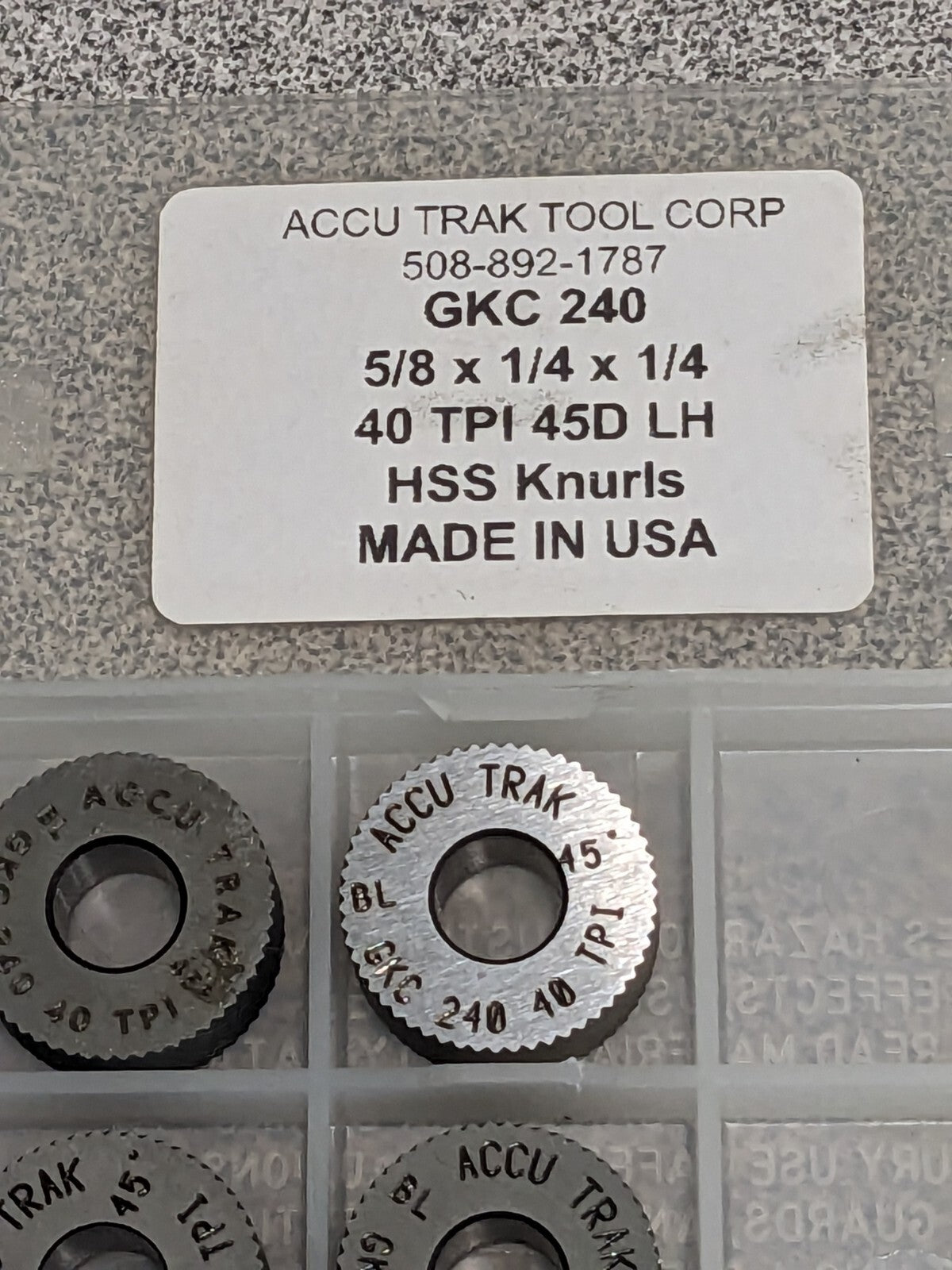 Accu Trak Knurl Wheel 5/8X1/4X1/4 90D 40TPI Qty 6 GKC240