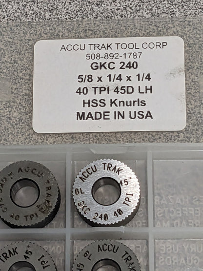 Accu Trak Knurl Wheel 5/8X1/4X1/4 90D 40TPI Qty 6 GKC240