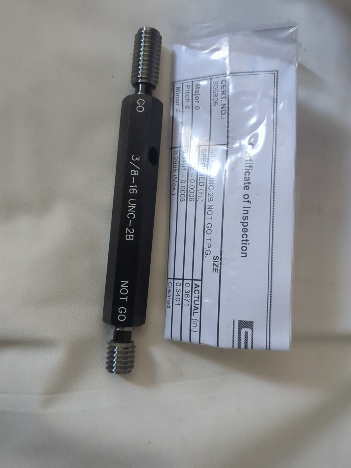 SPI Plug Thread Gage: 3/8-16 Thread, 2B Class, Double End 34-387-1