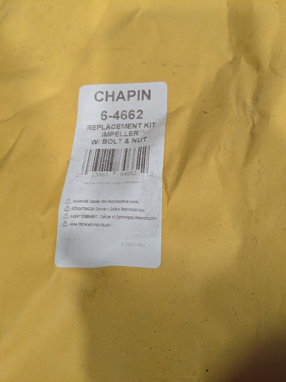 Chapin Replacement Kit Impeller W/Bolt & Nut for 8620B Spreader 6-4662