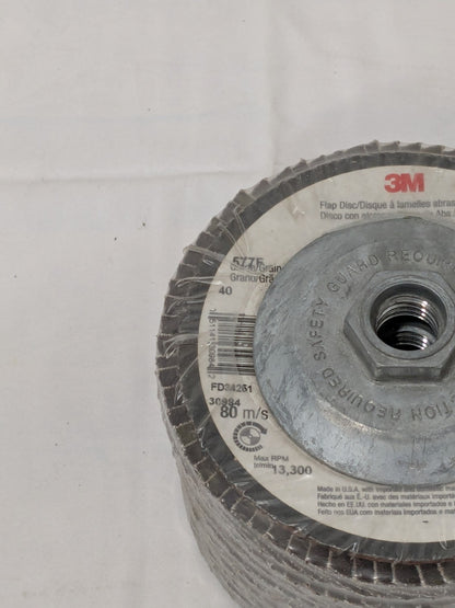 3M Flap Disc: 4-1/2" Dia, 40G, Zirconia Alumina, Type 29 Pack of 5 7010363154