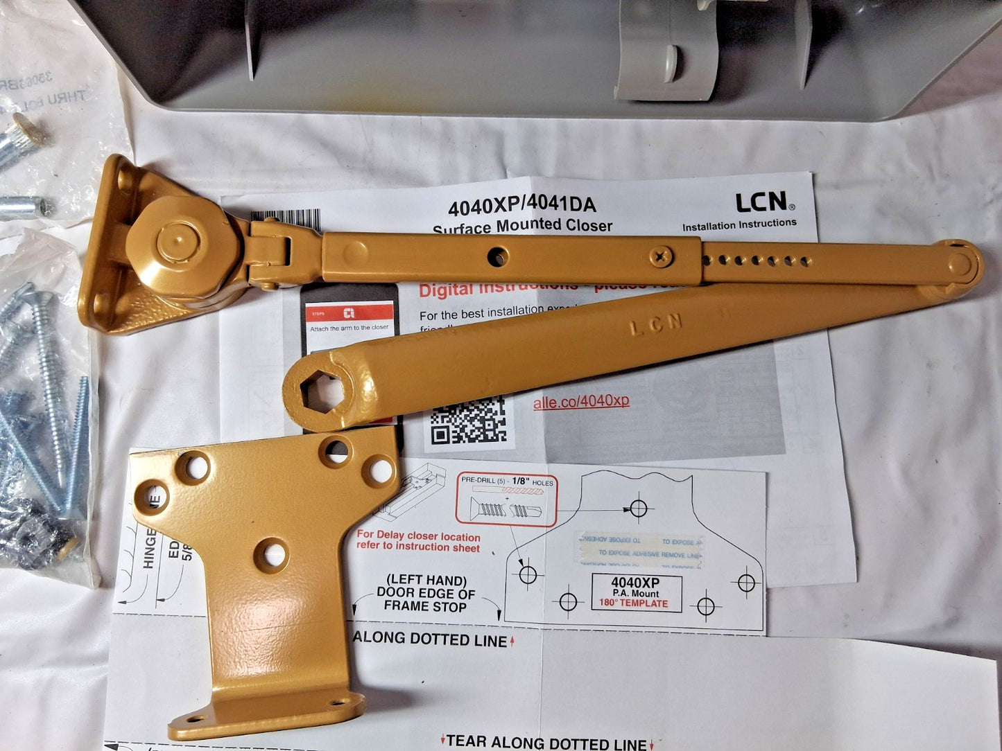 LCN Heavy Duty Door Closer Brass  8.5 lb Load Capacity  60" Door Width  4040XP