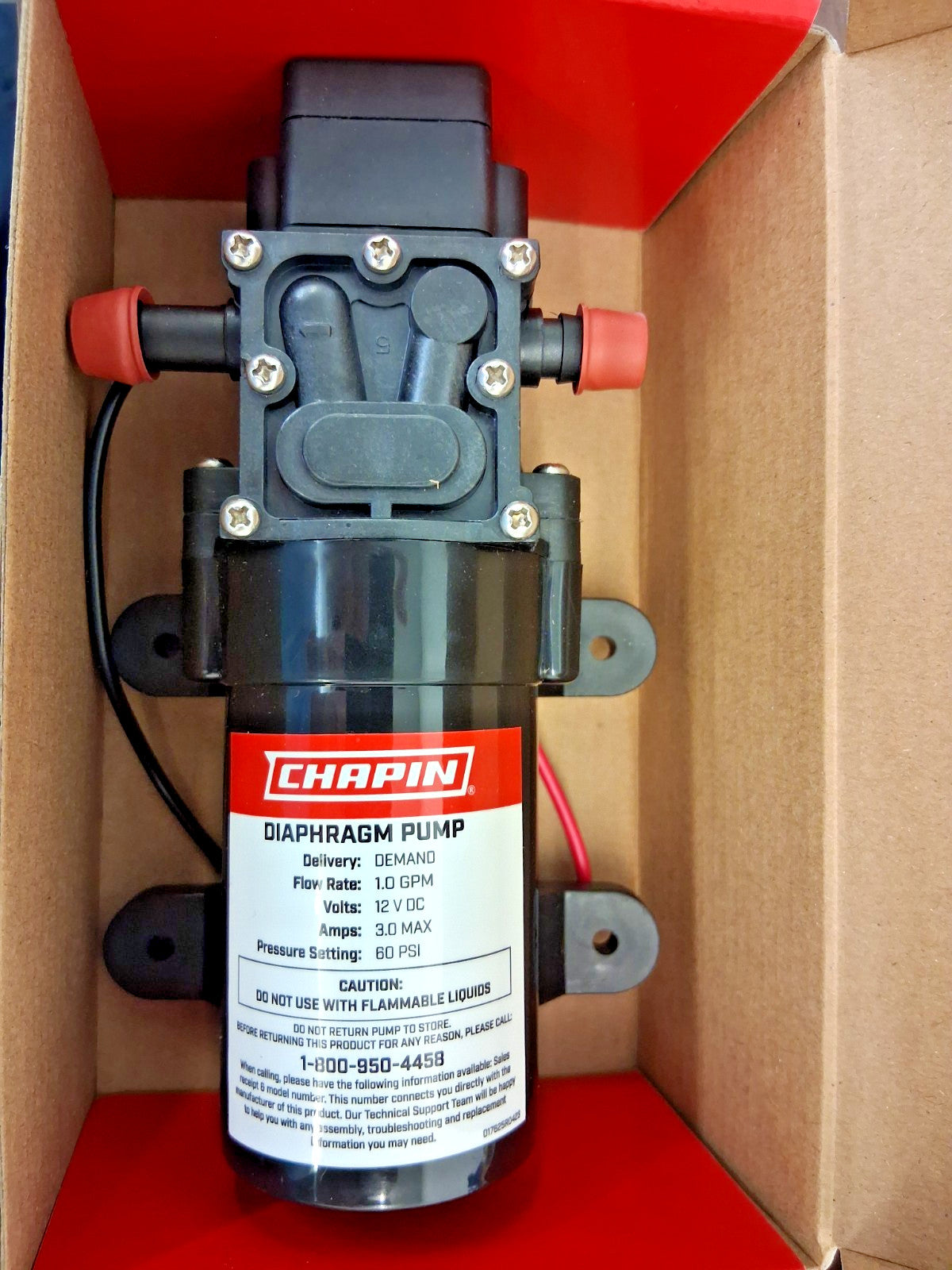 Chapin 12V/1.0 GPM 60 PSI Self-Priming Diaphragm Water Pump 6-9206