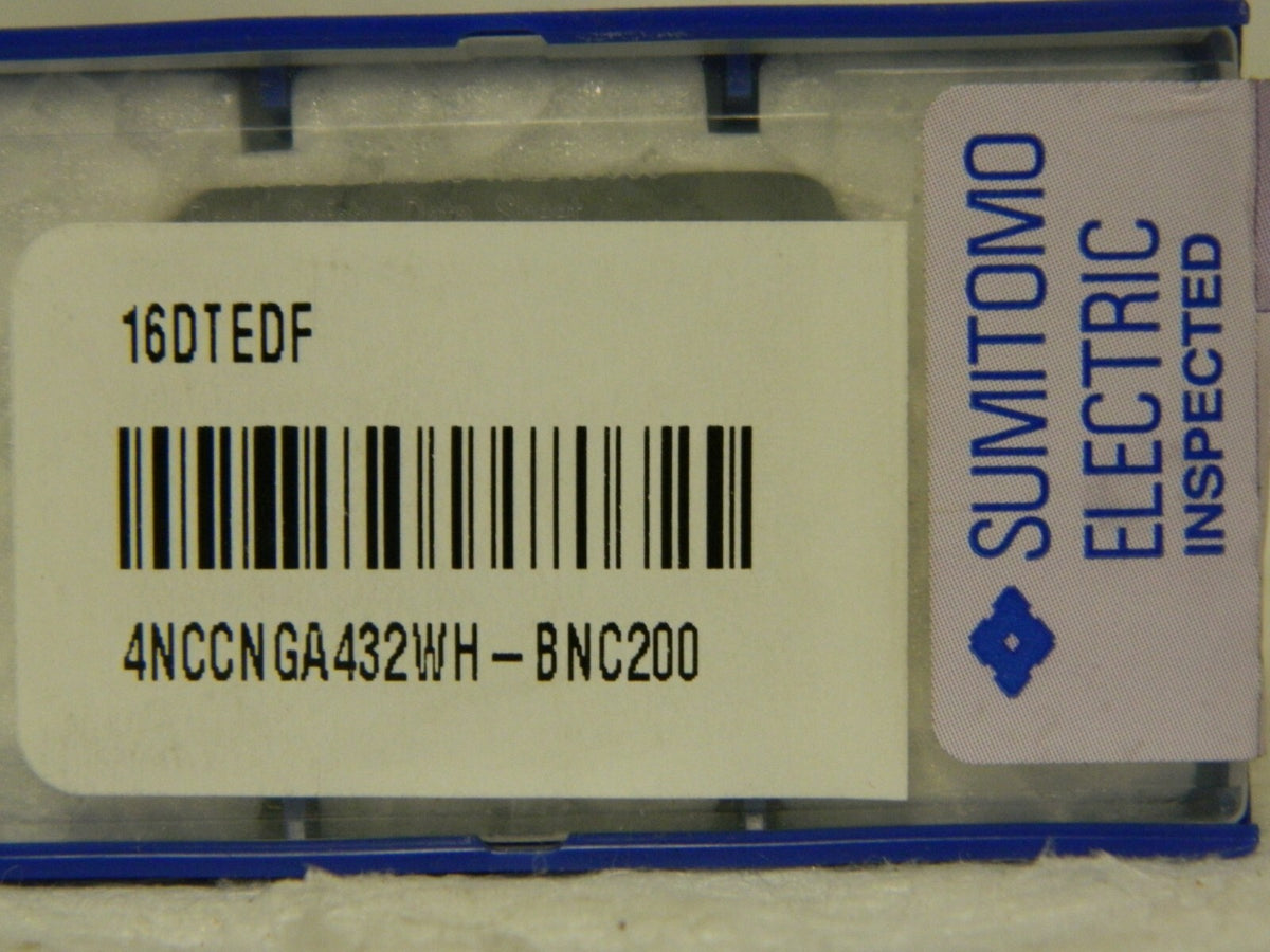 Sumitomo Carbide Turning Insert 4NCCNGA432WH-BNC200 16DTEDF