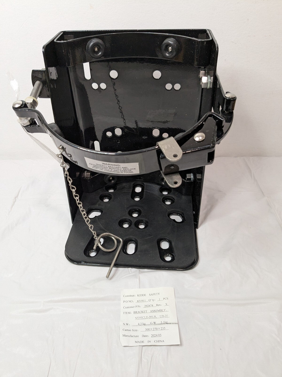 Kidde Heavy Duty Fire Extinguisher Bracket 20 Pounds Cap Black 292474