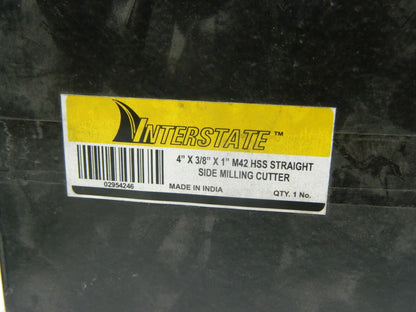 Interstate Straight Tooth Side Milling Cutter 4" x 3/8" x 1" M42