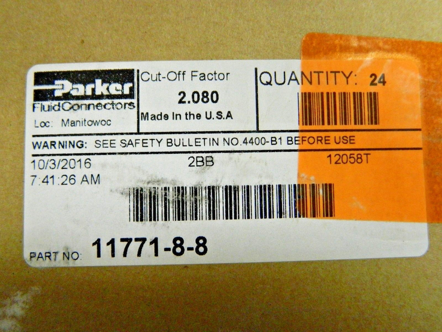 Parker Parkrimp Perm SAE Code 61 Flange Head 45° Elbow Series QTY 2 71 11771"8"8