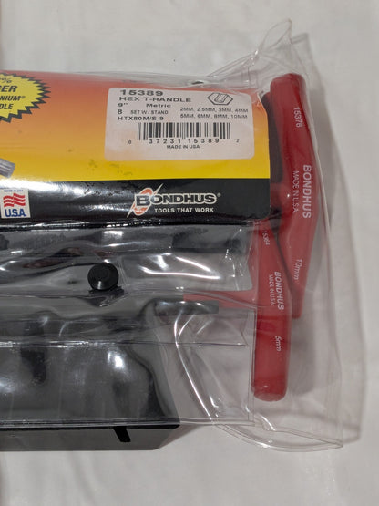 BONDHUS T-Handle Cushion Grip Hex Key Set 8 Piece 15389