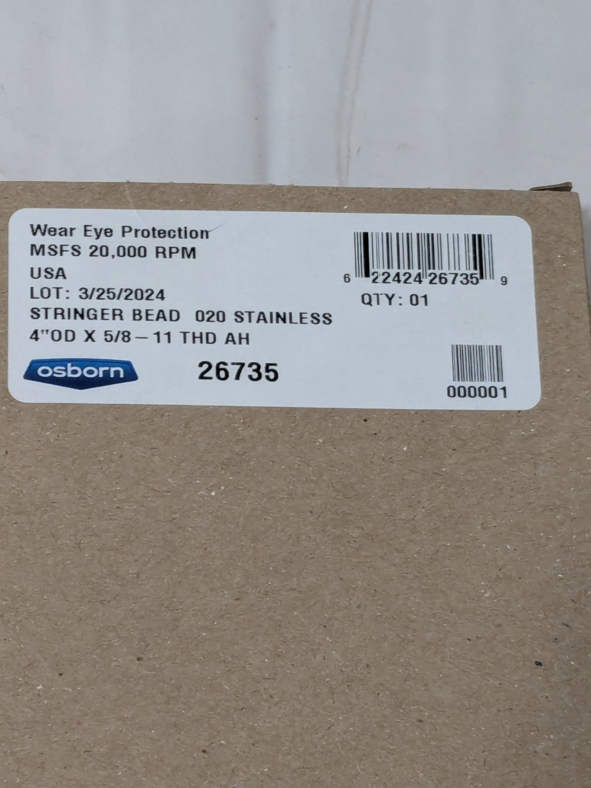 Osborn Wheel Brush: 4" Wheel Dia, 1/4" Face Width, 0.0200" Wire Dia Qty 2 26735