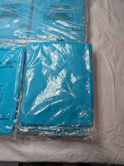 SAFETY ZONE Disposable Bib Apron: Green, PVC, 50" OAL Qty 24 MG-20-50SZ