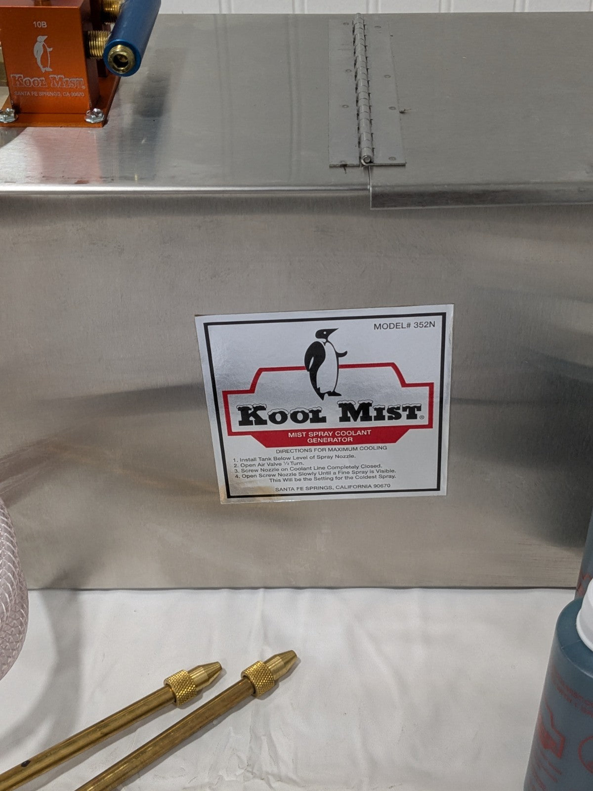 Kool Mist Tank Mist Coolant System: 3 gal, Stainless Steel Tank, 2 Outlet 352N