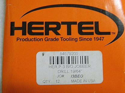 Hertel Jobber Drills Oxide 19/64" Dia. x 4-3/8" OAL 135° HSS Qty. 12 #84579200