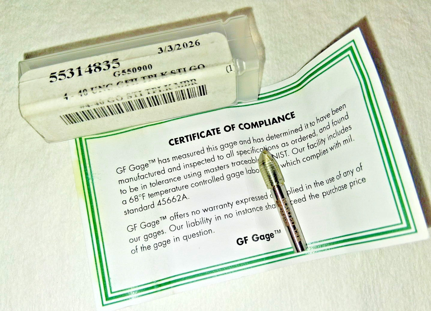 GF Gage 4-40 Thread Steel Screw Thread Insert 55314835