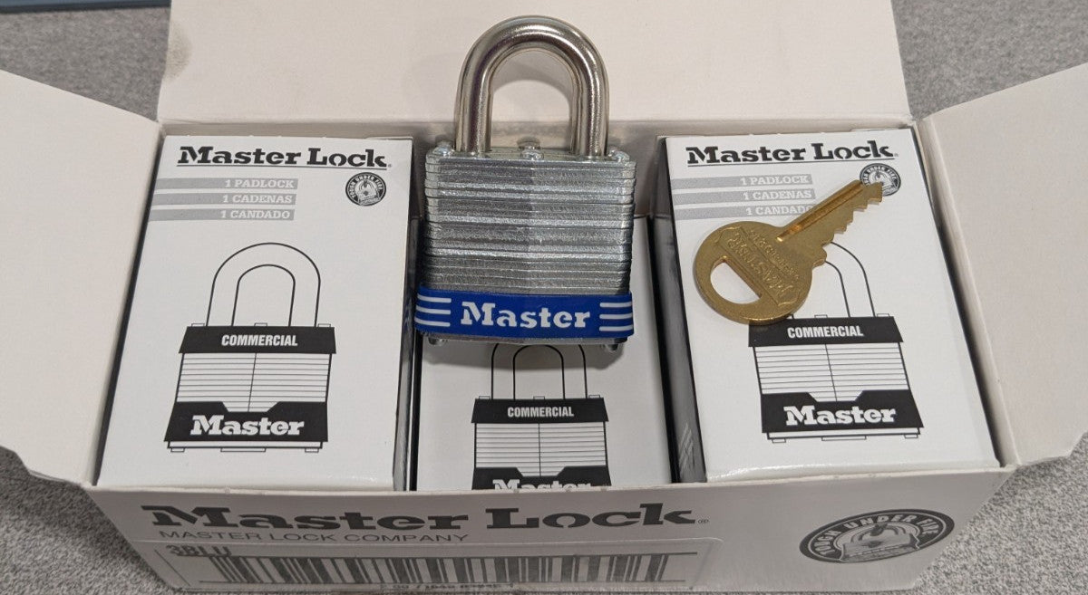 Master Lock Lockout Padlock: Keyed Different, Steel Shackle Qty 6 3BLU