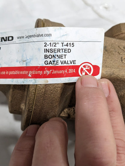 LEGEND VALVE Gate Valve: Non-Rising Stem, 2-1/2" Pipe, Threaded, Bronze 104-509