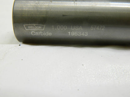 WELDON Square End Mill: 1 " Dia, 4 " LOC, 2 Flutes, Solid Carbide 57472-00-W