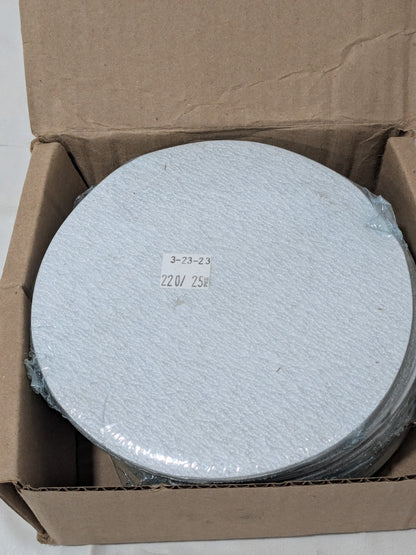 (100) Hook & Loop Disc: 6" Dia, 220 Grit, Coated, Silicon Carbide 809775-60629