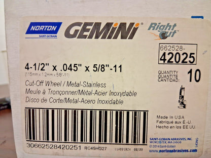 Norton Aluminum Oxide Depressed-Center Wheels QTY10 Type 27 &amp; 42 66252842025